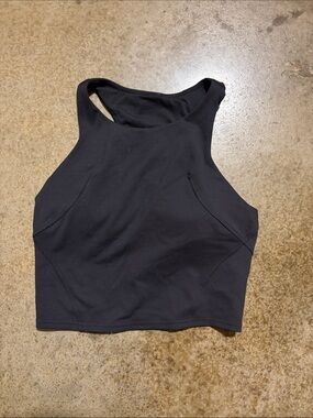 Women's Black High-Neck Racerback Crop Top